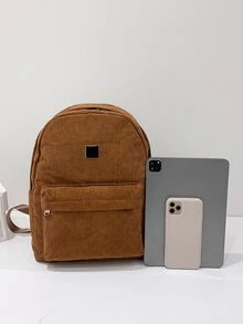 Metal Detail  Functional Backpack - Brown - View 4