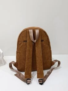 Metal Detail  Functional Backpack - Brown - View 2