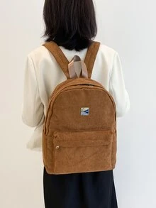Metal Detail  Functional Backpack - Brown - View 6