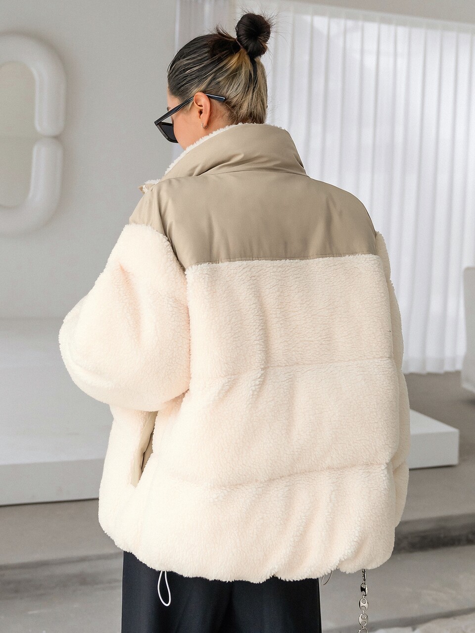 Women's Splice Color Block Winter Jacket Women Coats
