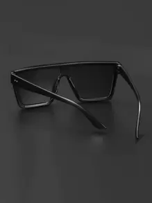 1pair Square Men Flat Top Shield Sunglasses For Outdoor Casual Sunglasses Sun Glasses Beach Accessories Sun Glasses Sunglasses Shadesbeachtoys For Summer Beach Vacation,Outdoor,Travel