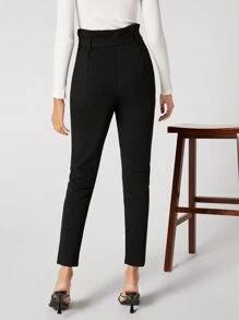BizChic Notched Waistband Zip Up Self Belted Pants