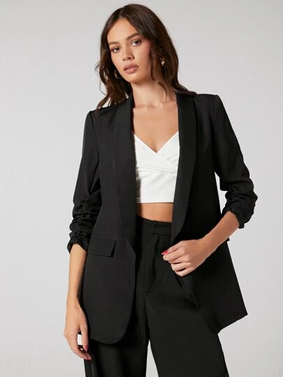 BizChic Women's Autumn Ruffle Sleeve Blazer Jacket, Workwear Uniform, Business Casual Outerwear, Office Commuter Formal Wear