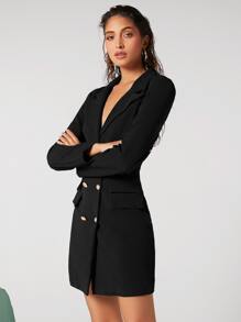 BizChic 西裝領雙排釦翻蓋細節西裝洋裝