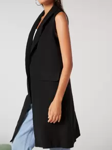 BizChic Women's Solid Color Front Button Sleeveless Casual Top, Simple Basic Blouse For Daily Wear, Urban Commute, Minimalist Fashion, Business Casual Office Outfit In Fall/Winter