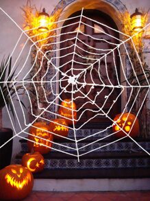 1 件万圣节主题派对装饰蜘蛛网和毛绒蜘蛛装饰，户外壁挂装饰，适合鬼屋秋季、圣诞节 - 彩色 - 查看 2