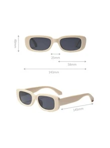 1pc Square Vintage Fashion Sunglasses Cute Sunglasses Beach Sun Glasses For Summer Beach Vacation,Outdoor,Travel - Dark Grey - View 4