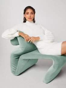 BizChic 小高領燈籠袖毛茸茸毛衣裙