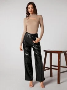 BizChic Cut Out Detail Rib Knit Sweater - Khaki - View 3