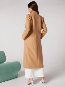 BizChic Notched Collar Single Button Overcoat Workwear Fall Women Outfits Long Sleeve - Camel - View 2