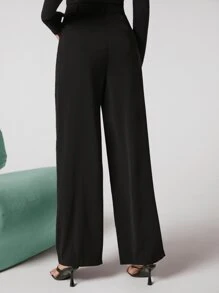 BizChic Chất rắn Cao eo Quần chân thẳng Trang phục làm việc - màu đen - Xem 5