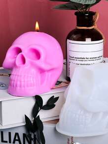 1入組骷髏形狀DIY矽膠蠟燭模具 - 白色 - 查看 3