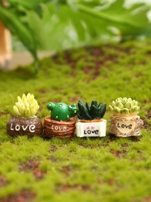 4pcs Mini Artificial Potted Plant Ornament - Multicolor - View 1