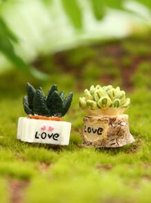 4pcs Mini Artificial Potted Plant Ornament - Multicolor - View 2