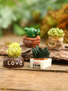 4pcs Mini Artificial Potted Plant Ornament - Multicolor - View 4