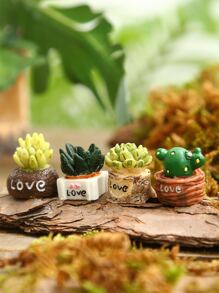 4pcs Mini Artificial Potted Plant Ornament - Multicolor - View 8