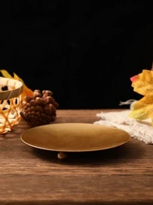 1pc Round Candle Holder - Gold - View 4