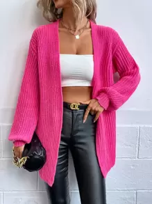 Chiquease Drop Shoulder Duster Cardigan - Hot Pink - View 1