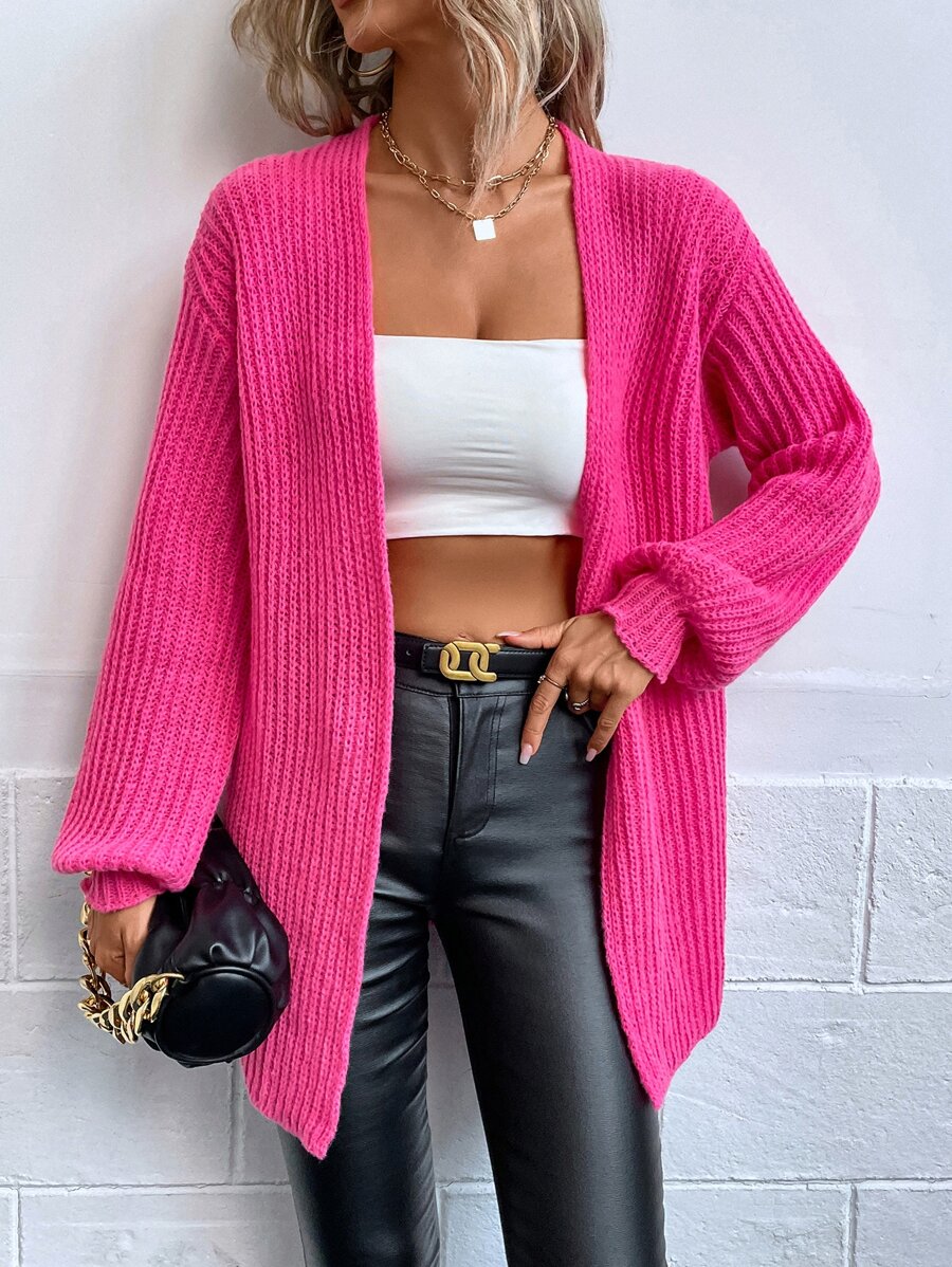 Chiquease Drop Shoulder Duster Cardigan - Hot Pink - View 1