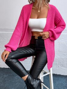 Chiquease Drop Shoulder Duster Cardigan - Hot Pink - View 3