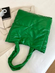 Bolso tote de hombro guateado - Verde - Ver 2