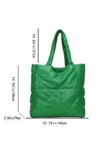 Bolso tote de hombro guateado - Verde - Ver 8