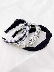 3 cái Kẻ Sọc Mô Hình Nút Trang Trí Băng Đô Trang Trí - Nhiều màu - Xem 2