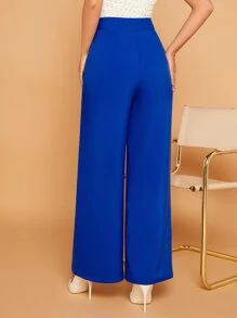 SHEIN Privé High Waist Wide Leg Pants - Royal Blue - View 2