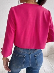 SHEIN Essnce Solid Open Front Jacket In Fall/Winter - Hot Pink - View 2