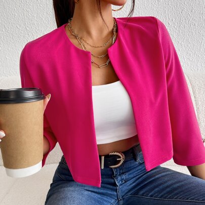 Solid Open Front Jacket In Fall/Winter