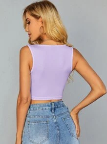 SHEIN Essnce Top tank corto tejido de canalé - Lila Púrpura - Ver 2