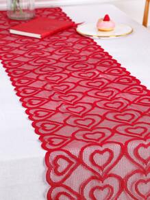 Heart Design Table Runner - Red - View 2