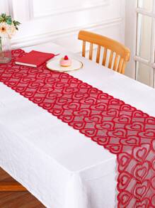 Heart Design Table Runner - Red - View 3