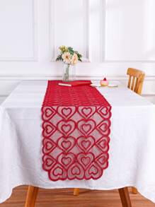 Heart Design Table Runner - Red - View 4