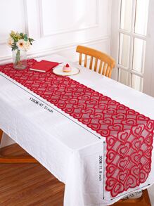 Heart Design Table Runner - Red - View 5