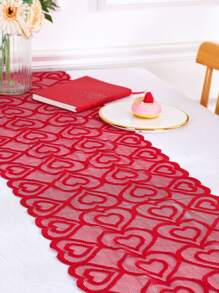 Heart Design Table Runner - Red - View 7