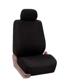 1pc Plain Car Seat Cover - Black - View 1