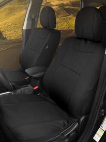 1pc Plain Car Seat Cover - Black - View 2