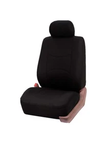 1pc Plain Car Seat Cover - Black - View 3