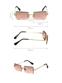 Gafas de moda sin montura de marco rectangular - Rosa - Ver 4