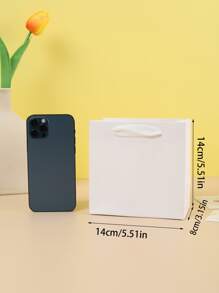 1pc/5pcs/10pcs White 5.5*5.5 Inch Paper Gift Bags With Handles, Minimalist Solid Color Square Party Favor Bags, Suitable For Shopping, Bachelor/Bachelorette Party, Wedding, Bridal Shower, Birthday Party Decor, Bridesmaid Proposal Gifts, Wedding Decoration, Bridal Shower Favors, Bachelor/Bachelorette Party And More - White - View 3