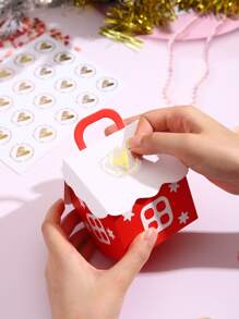 100pcs Heart Envelope Seals, Clear Bronzing Heart Stickers Round Sealing Sticker For Party Favor Wedding Invitation Card, Back To School Valentine Day - Gold - View 5