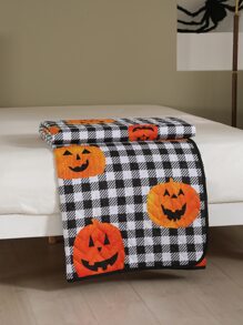 Colcha Halloween con patrón de calabaza - Multicolor - Ver 2