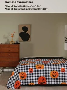 Colcha Halloween con patrón de calabaza - Multicolor - Ver 4