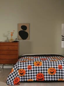 Colcha Halloween con patrón de calabaza - Multicolor - Ver 8