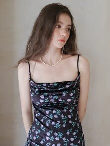 Đầm Tách cao Hoa Tất cả trên in Boho - Màu tím - Xem 7