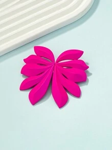 花朵設計耳釘 - 玫紅色 - 查看 2