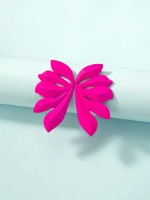 花朵設計耳釘 - 玫紅色 - 查看 5