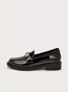 Women's Academy Style Metal Decorated Flat Loafers Shoes