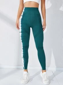 Yoga Trendy 紮染收復運動打底褲 - 墨綠色 - 查看 5